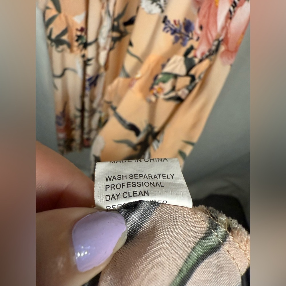 Jaase Peach Floral Flutter Maxi Dress Small - Picture 8 of 9